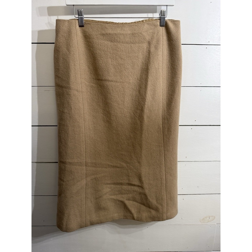 Vtg Lauren Ralph Lauren Skirt Womens 10 Beige Wool Blend A Line Flare Midi Lined